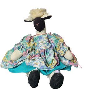 Cow Cloth Doll Floral Dress Stuffed Plush Country Farmhouse Style Decor